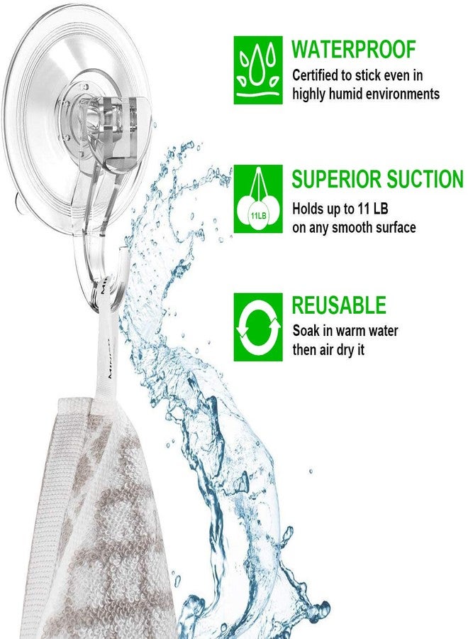 LUXEAR Suction Cup Hooks - 6 Pack Suction Hooks Reusable Powerful Waterproof - Clear Removable Suction Hanger for Christmas Wreath, Shower,Tile,Bathroom,Towel,Kitchen - Image 2